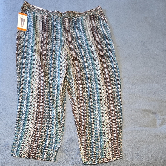 Jessica Simpson Blue and Brown Patterned Pants - Picture 1 of 6